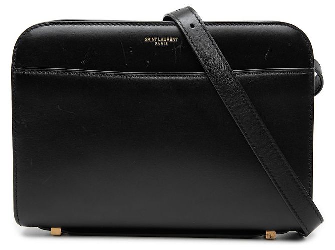 Bolsa satchel em couro de bezerro preto Saint Laurent