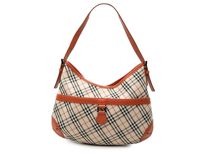 Borsa Hobo Burberry Beige Nova Check Canvas