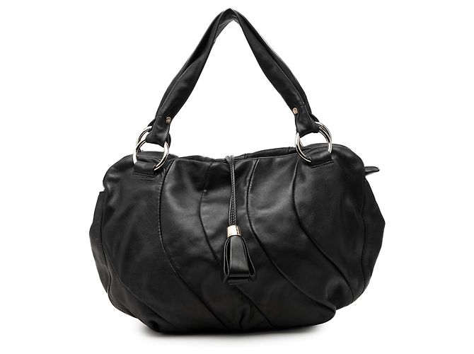 Céline Bolsa Hobo Pleated Bittersweet em couro de bezerro preto Celine