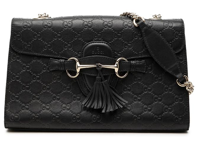 Borsa a tracolla Gucci Black Medium Guccissima Emily Nero
