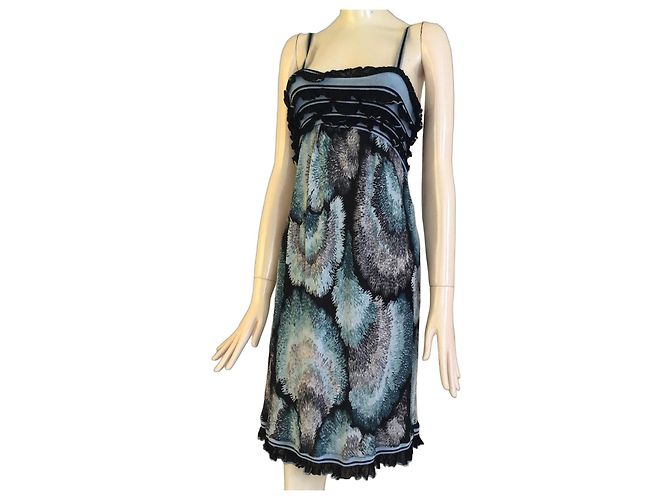 Missoni Viskosekleid Schwarz Weiß Blau Grau