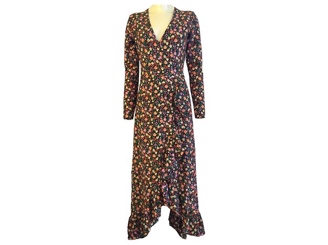 Ganni Kleid mit Blumenprint und Wickeloptik