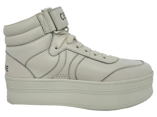 Céline Baskets Celine à lacets et bride velcro en cuir blanc