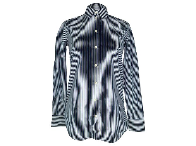 Céline Camicia a righe classica Celine in cotone blu