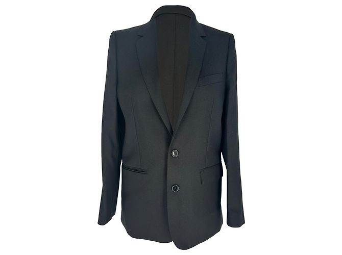 Céline Celine Single-Breasted Classic Blazer in Black Wool