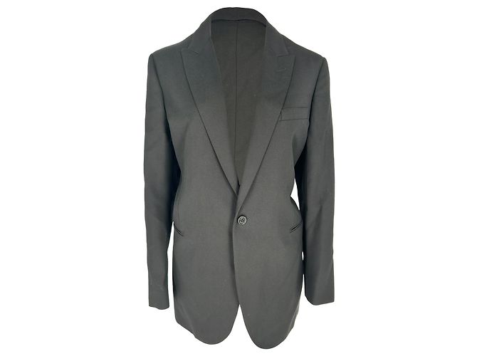 Céline Celine Einreihiger klassischer Blazer aus schwarzer Wolle