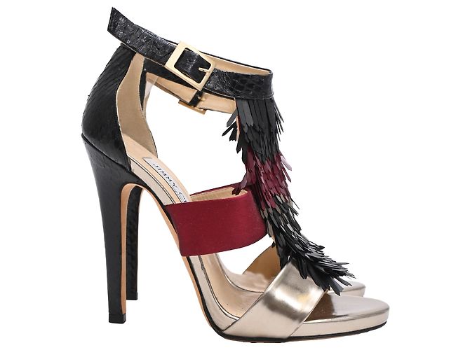 Sandali Fedora con frange di Jimmy Choo in raso multicolore