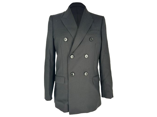 Céline Celine Double-Breasted Tailored Blazer in Black Wool
