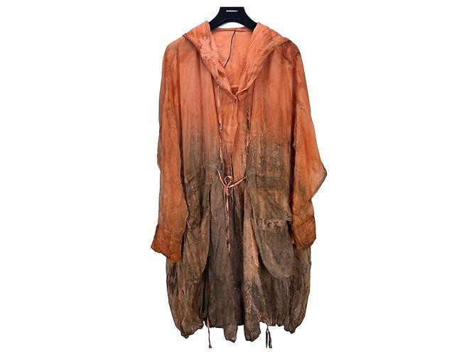 Autre Marque Masnada Giacca con cappuccio in seta Marrone Arancione