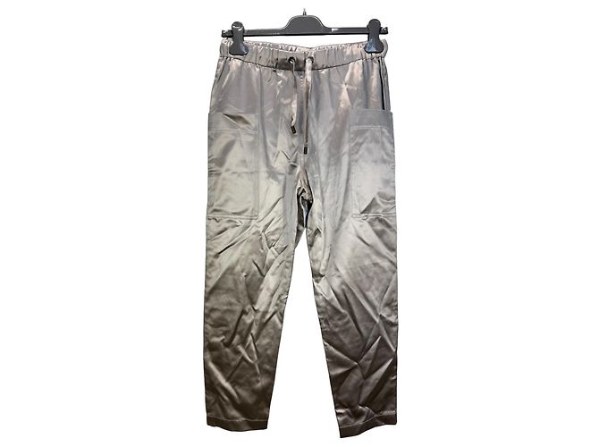 Pantaloni cargo in misto seta Brunello Cucinelli Beige