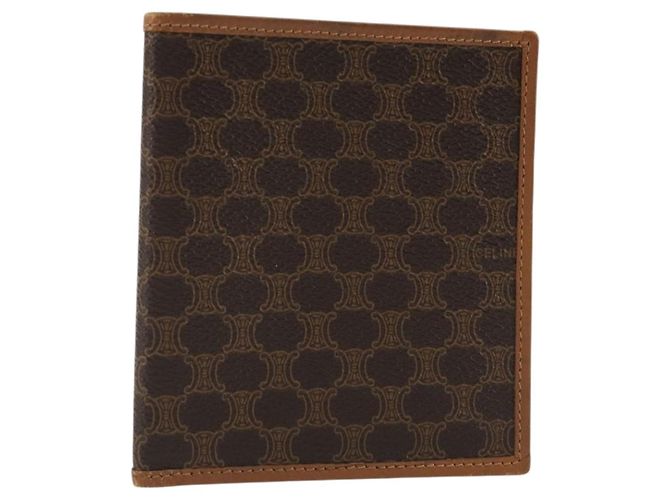 Céline CELINE Macadam Canvas Compact Wallet PVC Leather Brown Auth 189986A