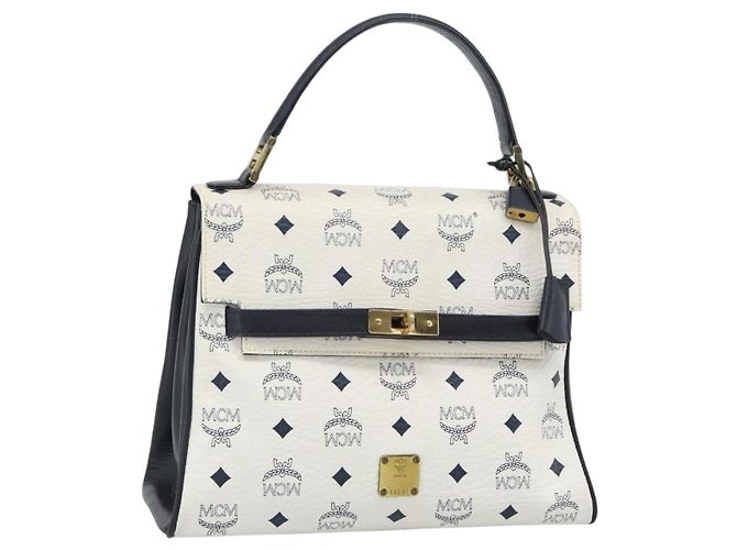 Borsa a mano MCM Vicetos Logogram in PVC e pelle bianco e oro Auth 191298 D'oro