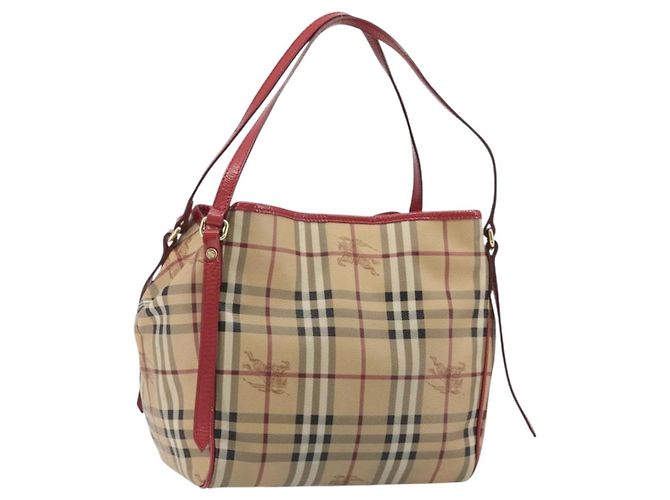 Borsa a tracolla BURBERRY Nova Check PVC Beige Oro Auth mr2695 D'oro