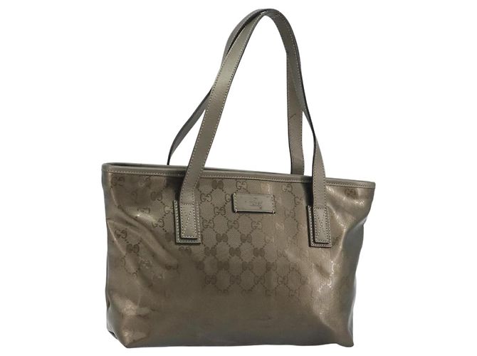 GUCCI GG Implementation Tote Bag PVC Bronze Silber 211133 Auth mr2649