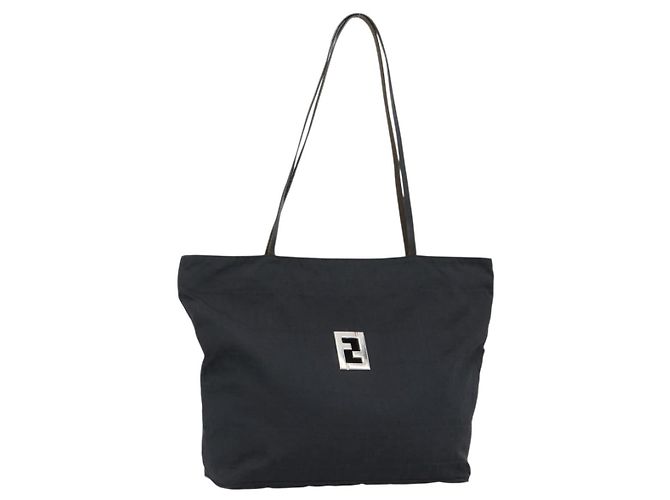 FENDI Zucca Canvas Tote Bag Nylon Schwarz Silber Authentisch ar13992