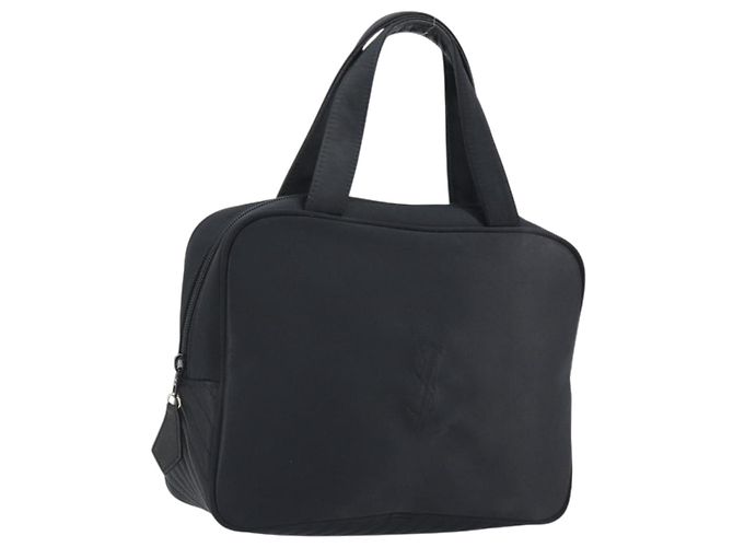 SAINT LAURENT Sac à main Nylon Noir Or Auth mr2728 Doré