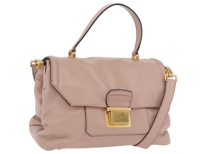 Bolso Miu Miu de cuero 2 formas Rosa Oro Auth bs36019A Dorado
