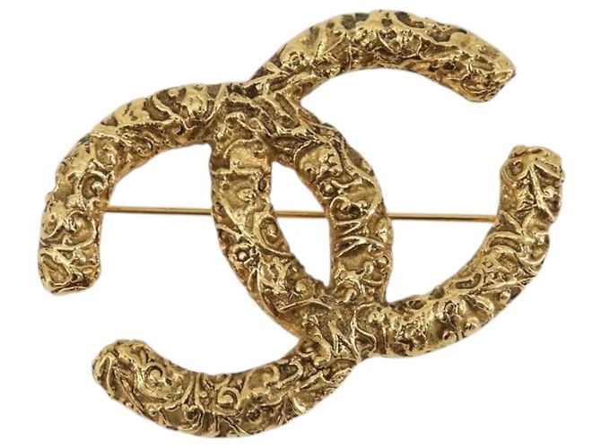CHANEL Lava Brosche Metall Goldton CC Auth BA14046V