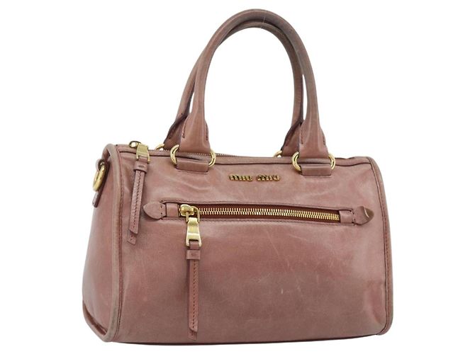 Bolso Miu Miu de cuero rosa oro Auth mr2722 Dorado