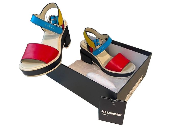 Sandali platform multicolore Jil Sander Navy Nero Bianco Rosso Blu Giallo