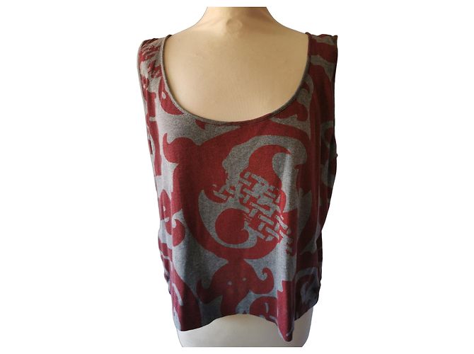 Top Vivienne Westwood de Algodón con Estampado Barroco - Gris/Rojo Roja