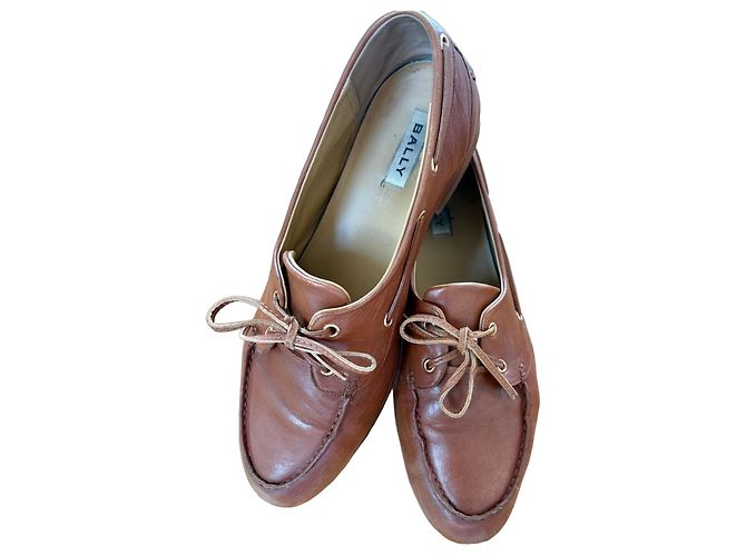 Bally Plume Braune Leder-Bootsschuhe