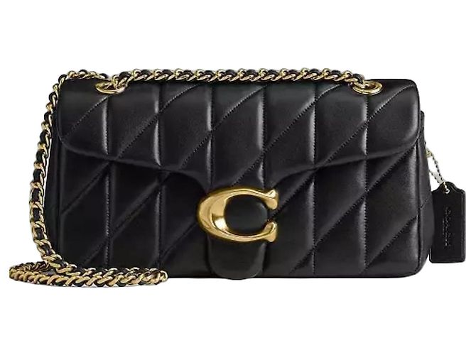 Coach Bolsa de Ombro em Couro Matelassê Preto