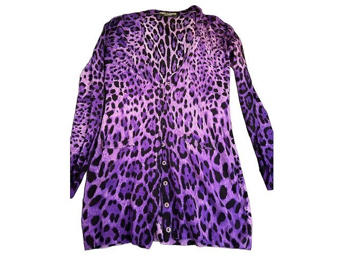 Dolce & Gabbana lila Leopardenmuster Cardigan Leopardenprint