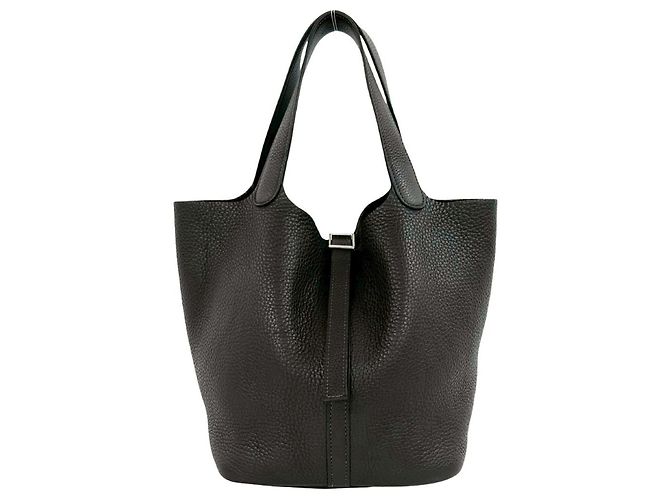 Hermès Sac à main Hermes Picotin MM en cuir Taurillon Clemence Marron