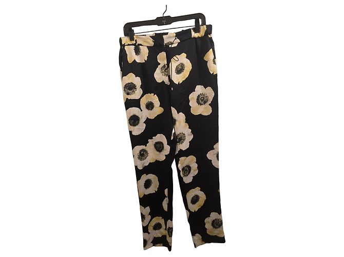 Hugo Boss Hose mit Blumenmuster Schwarz Weiß Gelb