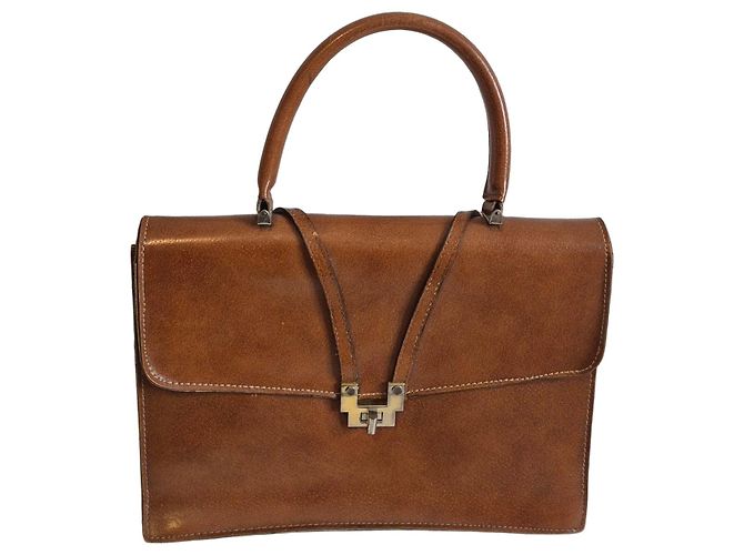 Autre Marque Ondine Republique Paris Bolsa de Couro Marrom
