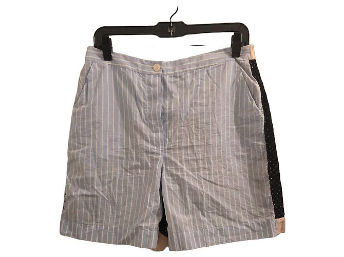 Sonia Rykiel Shorts de algodão com riscas azuis e brancas Preto Rosa Branco Azul