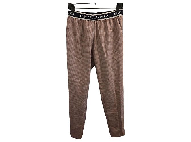 Ermanno Scervino Karo-Hose Braun Pink Weiß