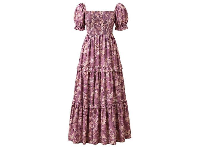 Autre Marque Caroline Constas Maxikleid mit Blumenprint Pink Weiß Lila