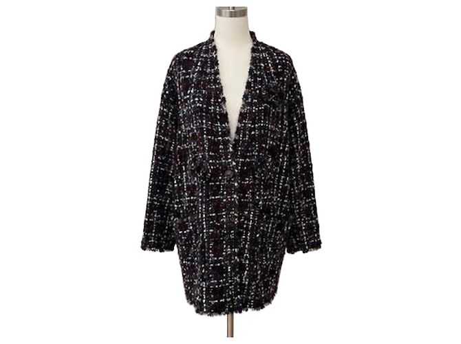 Chaqueta de tweed Isabel Marant Castaño Blanco Azul oscuro