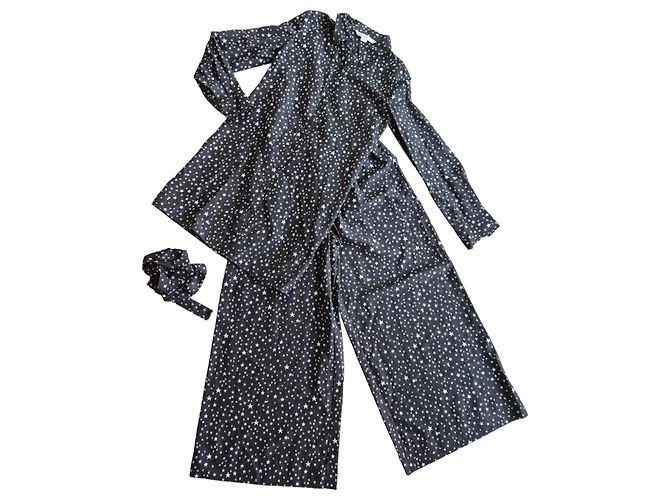 Diane Von Furstenberg Conjunto de camisa e calças DVF com padrão de estrelas Preto