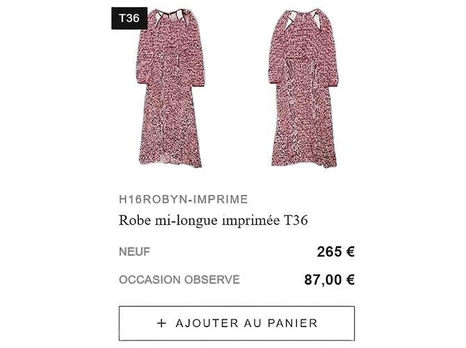 Vestido largo MAJE estampado rosa bordeaux talla 36