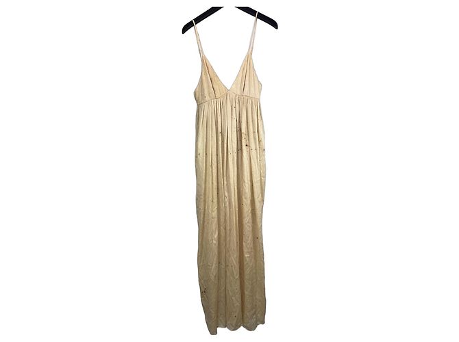 Autre Marque Uma Wang Vestido maxi de mezcla de seda Beige
