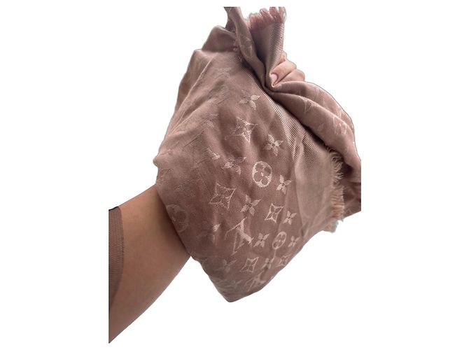 Cachecol Louis Vuitton Monogram Rose em seda e lã Rosa