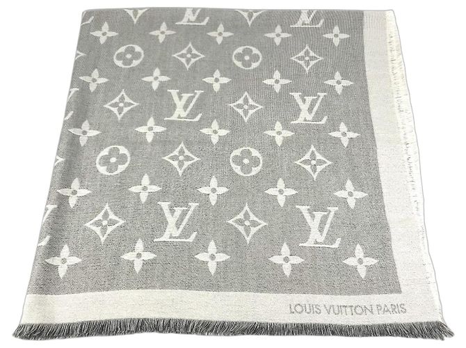 Louis Vuitton Monogram Giant Logo Schal Braun Weiß Monogramm