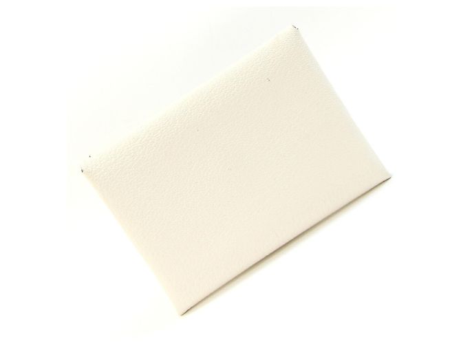 Hermès Kartenetui Hermes Calvi Duo Nata Chevre Mysore Weiß