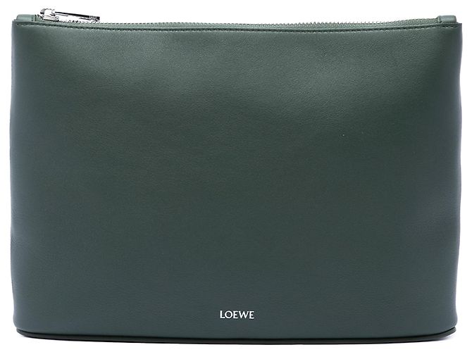 Clutch LOEWE em couro verde com logo Verde escuro