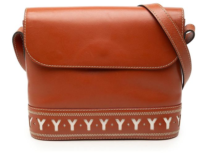 Bolsa de ombro Saint Laurent em couro de vitelo marrom Y Cut Out
