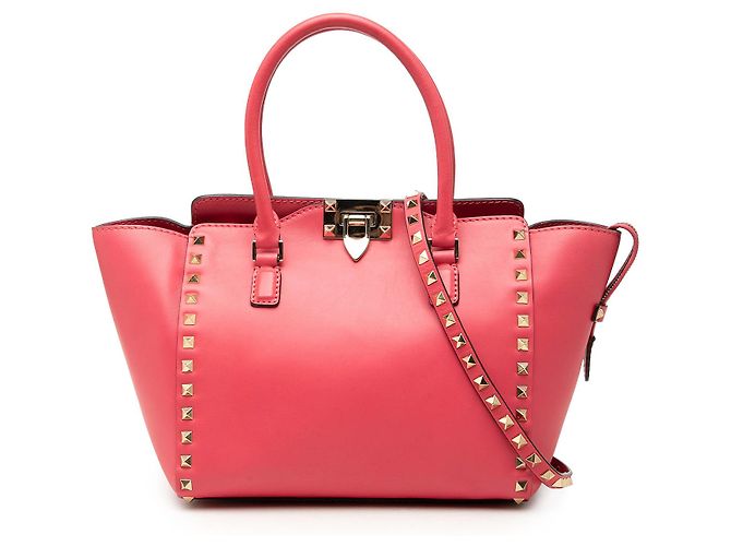 Bolsa Valentino Pink Small Leather Rockstud Trapeze Rosa