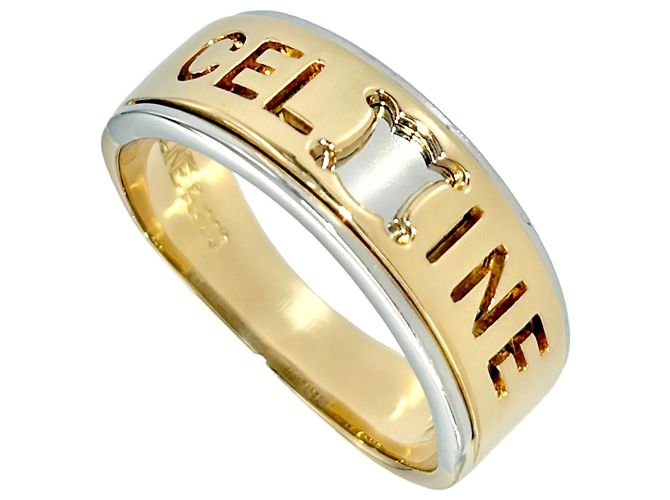 Céline Celine Macadam Logo Bicolor Ring Silber Golden 
