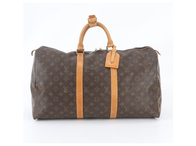 Louis Vuitton Monogram Keepall 50 Handbag Brown