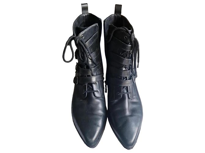 Autre Marque Botas What For de cuero negro con tachuelas