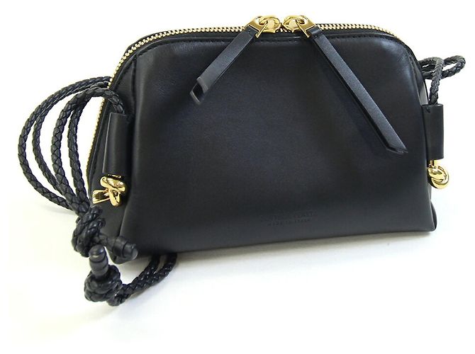 Mini borsa a tracolla in pelle nera Bottega Veneta Nero