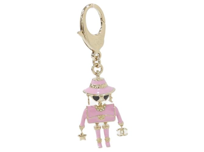 Portachiavi Chanel ABG014 Nero Rosa Bianco