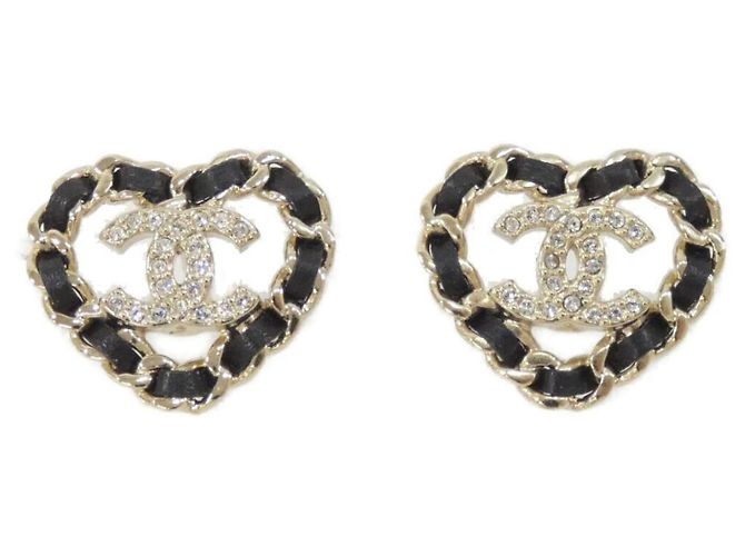 Chanel Black and Gold Stud Ohrringe Schwarz Golden